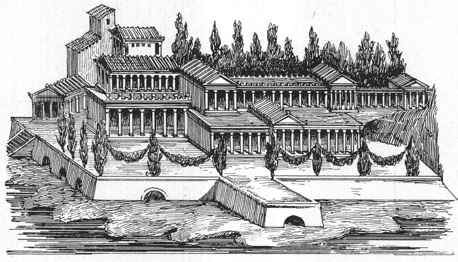 A Maritime Villa — From a Pompeiian wall painting
