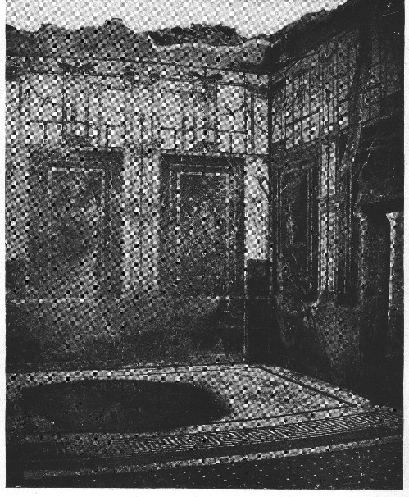 A Roman Room at Pompeii — With Mosaic Floor and Painted Walls