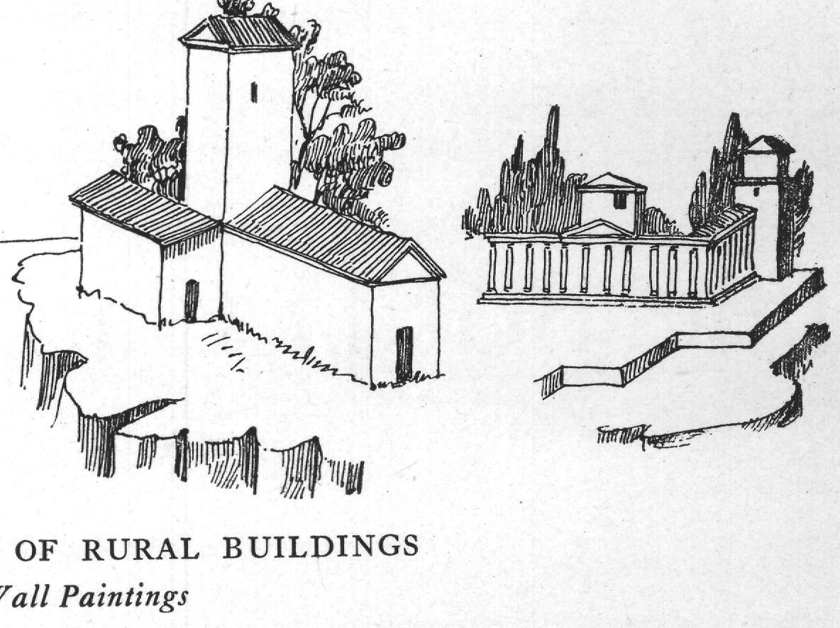 Fig. XI — Various Types of Rural Buildings — From Pompeiian Wall Paintings