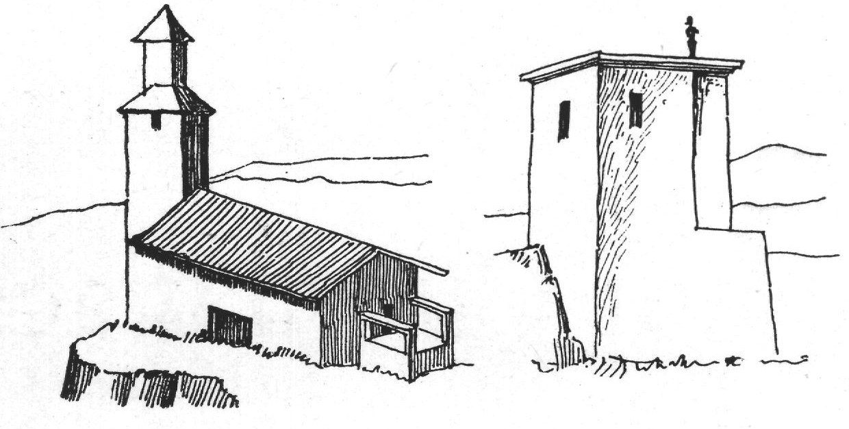 Fig. XI — Various Types of Rural Buildings — From Pompeiian Wall Paintings
