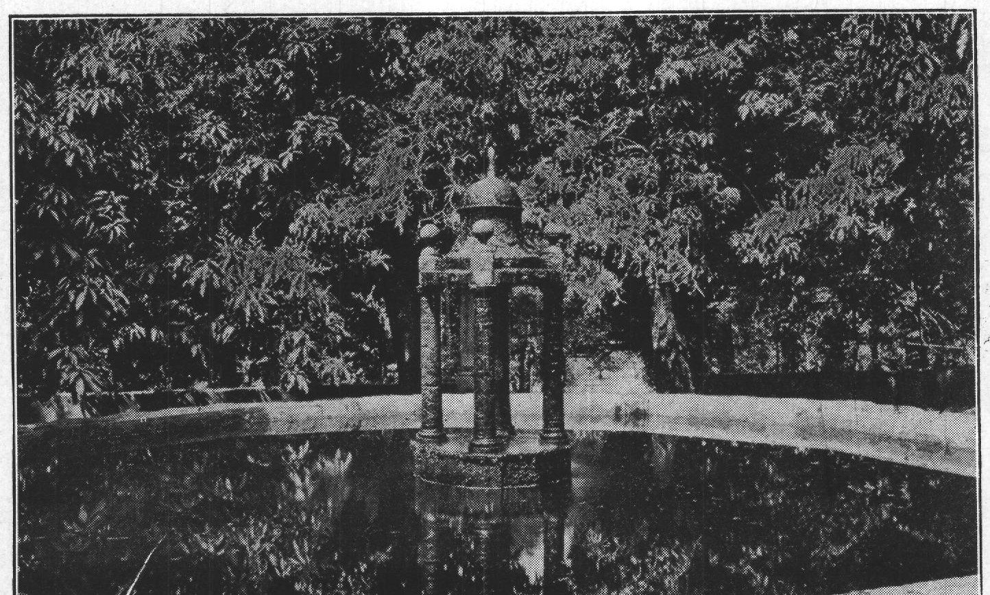 Fountain in the Flower Garden, Shaded by Mango Trees