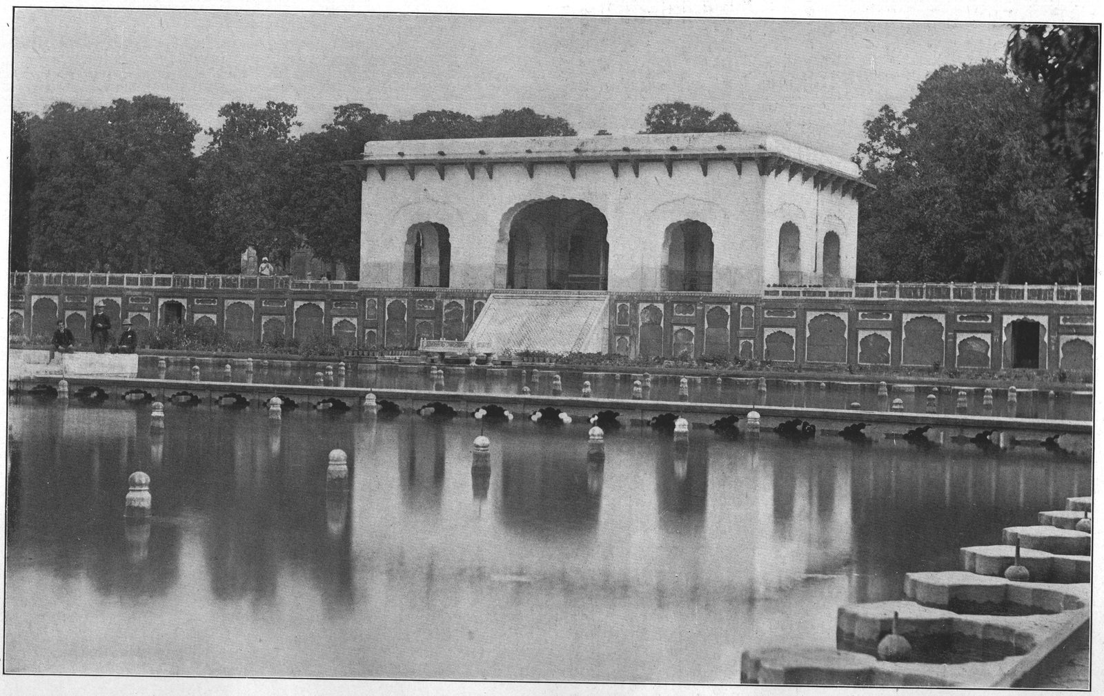 The Shahlimar Gardens at Lahore — A View of the Reservoir on the Lower Terrace and the Pavilion on the Upper